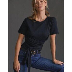 Anthropologie Pilcro Black Front Tie Top Womens Size M